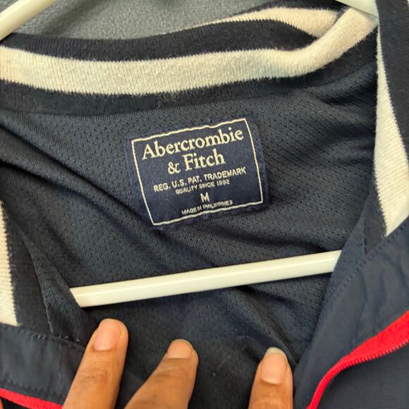 Abercrombie & Fitch Pullover Windbreaker Jacket Anorak Logo Preppy Track Medium - Picture 4 of 14